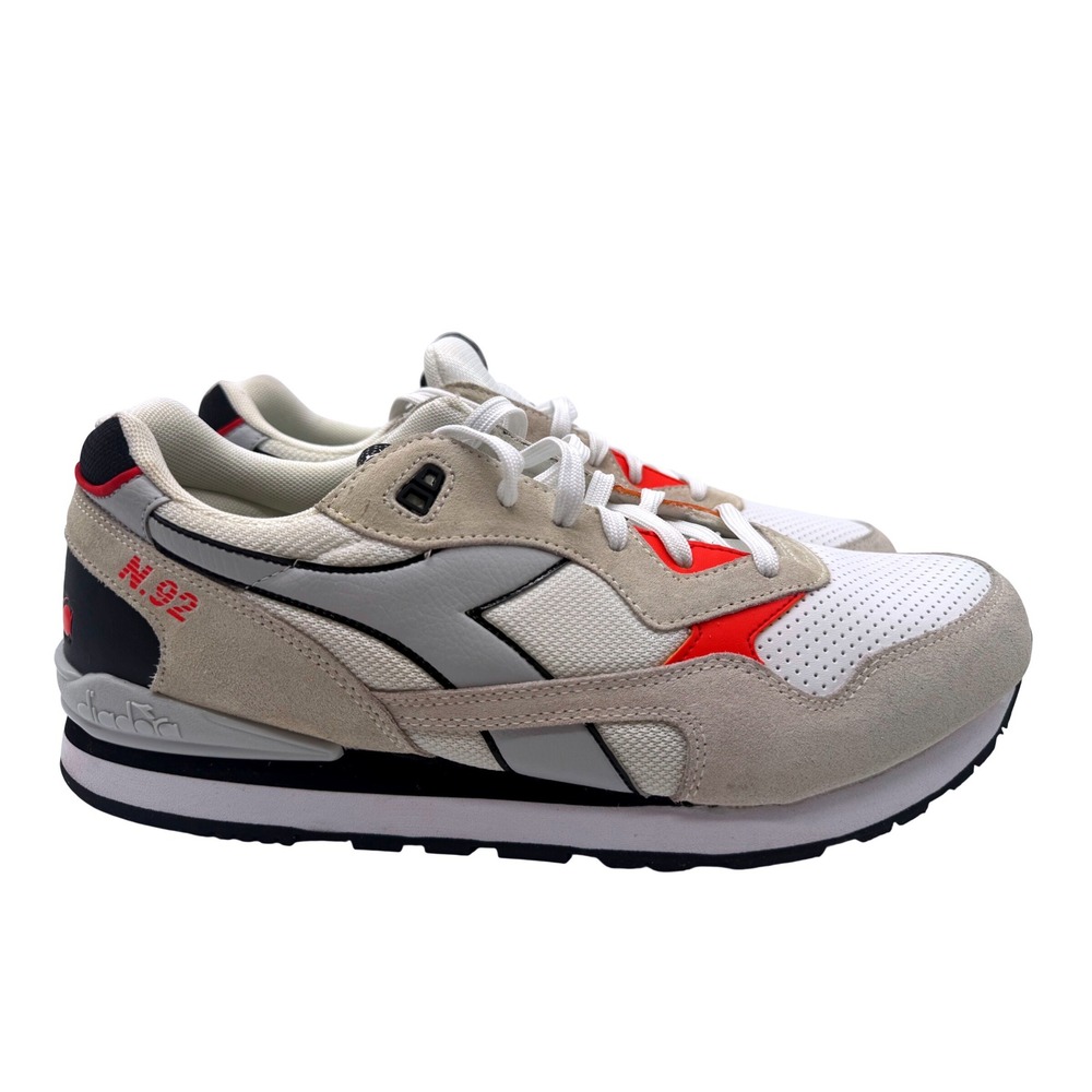 Diadora N.92 Sneakers Mens 12 Cream Grey Orange Excellent Retro Low Top Shoes